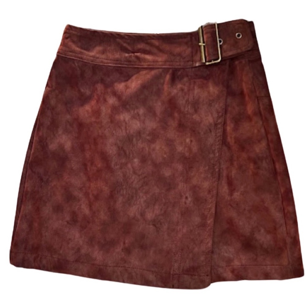 🎩🗝️ NWT 49 C&V Chelsea & Violet Hi-Rise Belted Wrap Skirt - Red Pear